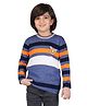 KNITCO Full Sleeves Stripes Color Blocked Regular Fit Sweater - Blue & Black