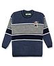 KNITCO Full Sleeves Stripes Color Blocked Regular Fit Sweater - Blue & Grey
