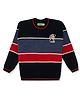 KNITCO Full Sleeves Stripes Color Blocked Regular Fit Sweater - Navy Blue & Red