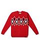 KNITCO Full Sleeves Argyle Graphic Knit Regular Fit Sweater - Red & White