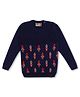 KNITCO Full Sleeves Jigsaw Puzzle Knit Regular Fit Sweater - Navy Blue & Red