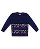 KNITCO Full Sleeves Glasses Knit Regular Fit Sweater - Navy Blue & Red