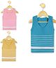 KNITCO Pack Of 3 Striped Vest Sweaters - Pink Yellow & Turquoise Blue