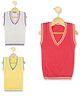 KNITCO Pack Of 3 Solid Vest Sweaters - Off White Yellow & Red