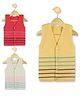 KNITCO Pack Of 3 Striped Vest Sweaters - Pink Red Yellow