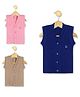 KNITCO Pack Of 3 Solid Vest Sweaters - Pink Blue Beige