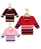 KNITCO Pack Of 3 Full Sleeves Striped Sweaters - Red Pink Maroon