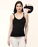 Bella Mama Cotton Elastane Solid Maternity Camisole with lace - Black
