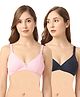 Bella Mama women Moulded Cotton Elastane Bra Pack Of 2 (Colur May Vary)