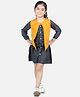 Aww Hinnie Full Sleeves Tiny Polka Dots Printed Dress With Jacket - Grey & Yellow