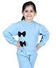 Aww Hunnie Full Sleeves Bow Applique Detail Sweatshirt - Blue
