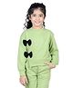 Aww Hunnie Full Sleeves Bow Applique Detail Sweatshirt - Green