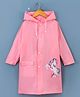 Babyhug Full Sleeves Hooded Raincoat Unicorn Print - Pink