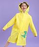 Babyhug Full Sleeves Hooded Raincoat Dino Print - Yellow