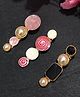 SKD Set Of 3 Stones Detail Hair Clips - Pink