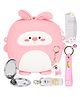 Fiddlerz Kids Silicon Bag With Mirror Comb & Keychain Cartoon Shape Design - Pink