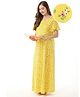Bella Mama Cotton Half Sleeves Floral Print Nursing & Maternity Nighty with Concealed Zipper - Yellow