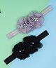 Bhoomi Collection Set of 2 Flower & Pearl Embellished Headbands - Grey & Black