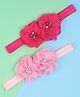 Bhoomi Collection Set of 2 Flower & Pearl Embellished Headbands - Light Pink & Dark Pink