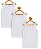 Kiddopanti Pack Of 3 Solid Fine Ribbed Vests - White