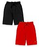 Kiddopanti Pack Of 2 Placement Printed Shorts - Red & Jet Black