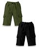 Kiddopanti Pack Of 2 Solid Cargo  Shorts - Military Green & Jet Black