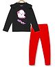 Kiddopanti Full Sleeves Ghost Whoop Printed Top With Leggings - Black & Red