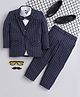 Jeet Ethnics Full Sleeves Striped 5 Piece Party Suit Set - Navy Blue