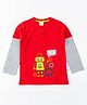 JusCubs Full Sleeves Robot Printed Tee - Red