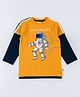 JusCubs Full Sleeves Astronaut Printed Tee - Yellow & Navy Blue