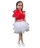 Aglare Christmas Theme Floral Statement Top & Skirt - Red & White