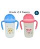 Tiny Tycoonz Anti Spill Sipper Cup With Straw & Twin Handle Pack of 2 Blue Pink - 350 ml each