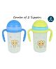 Tiny Tycoonz Anti Spill Sipper Cup With Straw & Twin Handle Pack of 2 Blue Green - 350 ml each