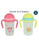 Tiny Tycoonz Anti Spill Sipper Cup With Straw & Twin Handle Pack of 2 Green Pink - 350 ml each