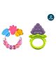 Tiny Tycoonz Fruit Shape and Rattle Silicone Teether - Pack of 2 - Multicolor