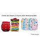 Tiny Tycoonz Pack of 6 Reusable and Washable Diapers with 6 Microfiber extra absorvent seven layers Inserts and 6 Waterproof Bibs
