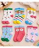Footprints Organic Cotton Pack Of 6 Bunny & Floral Printed Anti Skid Socks - Multi Colour