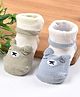 Footprints Organic Cotton Anti-skid Socks Teddy Feet - Grey