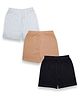 Kiddopanti Pack of 3 Solid Cycling Shorts - White  Black & Skin