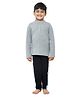 Funkrafts Full Sleeves Melange Detail Night Suit - Grey & Black