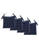 Angel Mommy Polycotton Decorative Damask Fabric Chairpad Back Support Seat Cushion with Ties and Handmade Quilting Set Of 4 Standard - Dark Blue