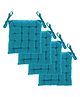 Angel Mommy Polycotton Decorative Damask Fabric Chairpad/Back Support/Seat Cushion with Ties and Handmade Quilting Set Of 4 16'x16' Inch Sky Blue