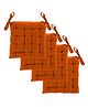 Angel Mommy Polycotton Decorative Damask Fabric Chairpad/Back Support/Seat Cushion with Ties and Handmade Quilting Set Of 4 16'x16' Inch Orange