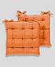 Angel Mommy Polycotton Decorative Damask Fabric Chairpad Back Support Seat Cushion with Ties and Handmade Quilting Set Of 2 Standard - Orange