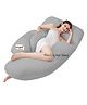 Angel Mommy Premium Full G Shaped Body Pillow Microfibre Solid Pregnancy Pillow Pack of 1 - Grey