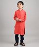 Tales & Stories Full Sleeves Solid Kurta - Red