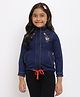Tales & Stories Full Sleeves Flower & Leaf Embroidered Jacket - Dark Blue