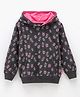 Fido Looper Full Sleeves Hooded Sweatshirt Floral Print- Navy Blue