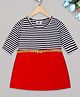The Sandbox Clothing Co Full Sleeves Striped Bodice Dress - Red