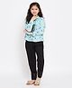 Stylo Bug Full Puffed Sleeves Floral Printed Top With Trousers  - Blue